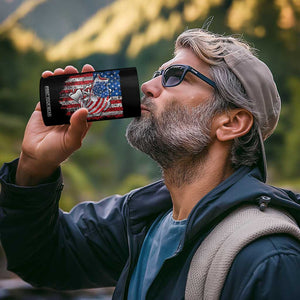Funny Bass Fish Fishing Vintage American Flag Patriotic 4 in 1 Can Cooler Tumbler TS11 Print Your Wear