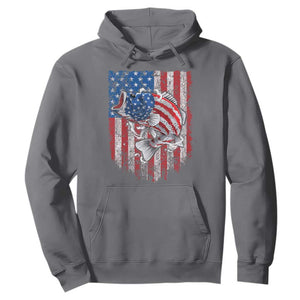Funny Bass Fish Fishing Vintage American Flag Patriotic Hoodie TS11 Charcoal Print Your Wear
