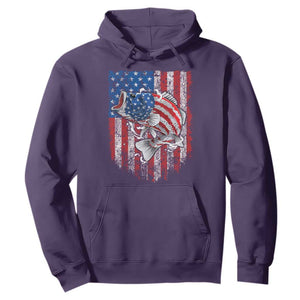 Funny Bass Fish Fishing Vintage American Flag Patriotic Hoodie TS11 Purple Print Your Wear