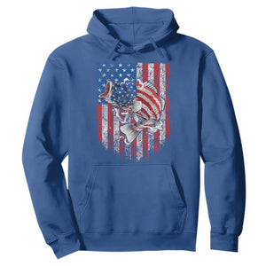 Funny Bass Fish Fishing Vintage American Flag Patriotic Hoodie TS11 Royal Blue Print Your Wear