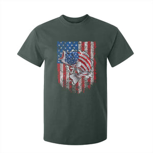 Funny Bass Fish Fishing Vintage American Flag Patriotic T Shirt For Kid TS11 Dark Forest Green Print Your Wear
