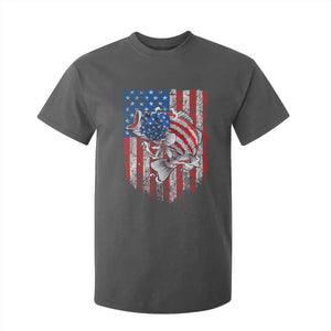 Funny Bass Fish Fishing Vintage American Flag Patriotic T Shirt For Kid TS11 Dark Heather Print Your Wear