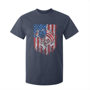 Funny Bass Fish Fishing Vintage American Flag Patriotic T Shirt For Kid TS11 Navy Print Your Wear