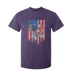 Funny Bass Fish Fishing Vintage American Flag Patriotic T Shirt For Kid TS11 Purple Print Your Wear