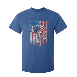 Funny Bass Fish Fishing Vintage American Flag Patriotic T Shirt For Kid TS11 Royal Blue Print Your Wear