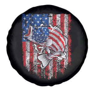 Funny Bass Fish Fishing Vintage American Flag Patriotic Spare Tire Cover TS11 Print Your Wear