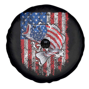Funny Bass Fish Fishing Vintage American Flag Patriotic Spare Tire Cover TS11 Print Your Wear