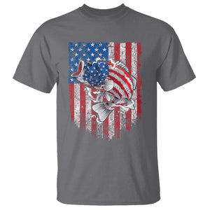 Funny Bass Fish Fishing Vintage American Flag Patriotic T Shirt TS11 Charcoal Print Your Wear