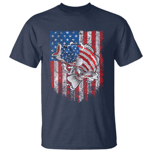 Funny Bass Fish Fishing Vintage American Flag Patriotic T Shirt TS11 Navy Print Your Wear
