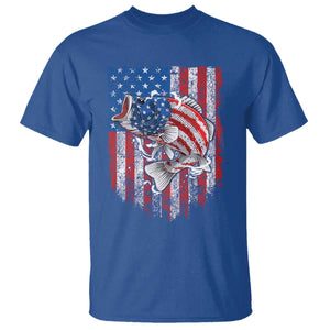 Funny Bass Fish Fishing Vintage American Flag Patriotic T Shirt TS11 Royal Blue Print Your Wear