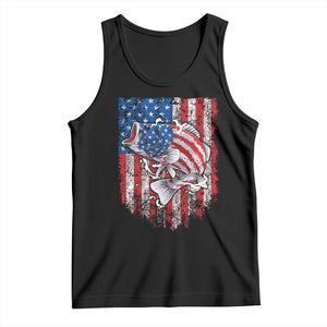 Funny Bass Fish Fishing Vintage American Flag Patriotic Tank Top TS11 Black Print Your Wear