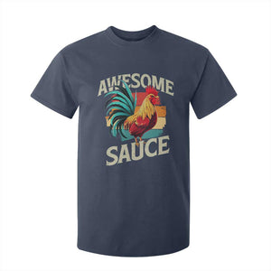 Funny Awesome Sauce Rooster T Shirt For Kid Vintage Retro Chicken TS11 Navy Print Your Wear