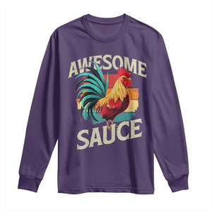 Funny Awesome Sauce Rooster Long Sleeve Shirt Vintage Retro Chicken TS11 Purple Print Your Wear