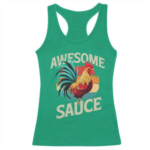 Funny Awesome Sauce Rooster Racerback Tank Top Vintage Retro Chicken TS11 Irish Green Print Your Wear