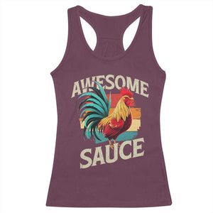 Funny Awesome Sauce Rooster Racerback Tank Top Vintage Retro Chicken TS11 Maroon Print Your Wear