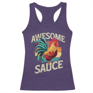 Funny Awesome Sauce Rooster Racerback Tank Top Vintage Retro Chicken TS11 Purple Print Your Wear