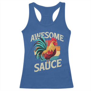 Funny Awesome Sauce Rooster Racerback Tank Top Vintage Retro Chicken TS11 Royal Blue Print Your Wear