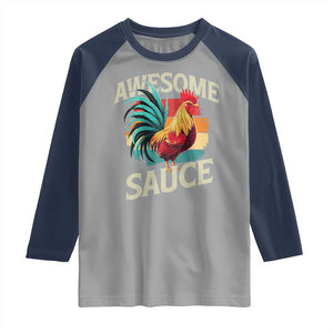 Funny Awesome Sauce Rooster Raglan Shirt Vintage Retro Chicken TS11 Sport Gray Navy Print Your Wear
