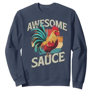 Funny Awesome Sauce Rooster Sweatshirt Vintage Retro Chicken TS11 Navy Print Your Wear