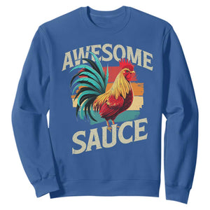 Funny Awesome Sauce Rooster Sweatshirt Vintage Retro Chicken TS11 Royal Blue Print Your Wear