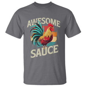 Funny Awesome Sauce Rooster T Shirt Vintage Retro Chicken TS11 Charcoal Print Your Wear