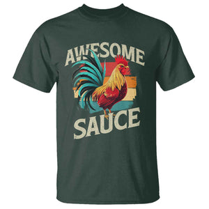 Funny Awesome Sauce Rooster T Shirt Vintage Retro Chicken TS11 Dark Forest Green Print Your Wear
