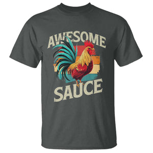 Funny Awesome Sauce Rooster T Shirt Vintage Retro Chicken TS11 Dark Heather Print Your Wear