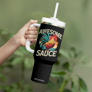 Funny Awesome Sauce Rooster Tumbler With Handle Vintage Retro Chicken TS11 Print Your Wear