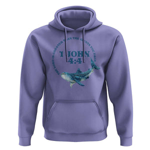 Whale Shark Lover Hoodie 1 John 4:4 Inspired Style Christian Aesthetic Ocean Animal TS11 Violet Print Your Wear