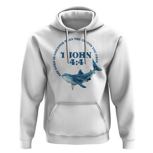 Whale Shark Lover Hoodie 1 John 4:4 Inspired Style Christian Aesthetic Ocean Animal TS11 White Print Your Wear