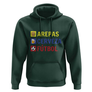 Arepas Cerveza Futbol Hoodie Colombian Slang Colombia Flag TS11 Dark Forest Green Print Your Wear