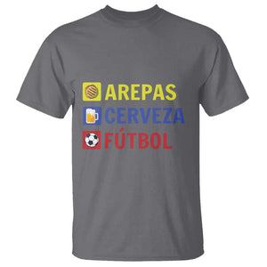 Arepas Cerveza Futbol T Shirt Colombian Slang Colombia Flag TS11 Charcoal Print Your Wear