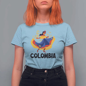 Colombianas T Shirt For Women Colombia Cumbia Butterfly Flag Roots TS11 Light Blue Print Your Wear