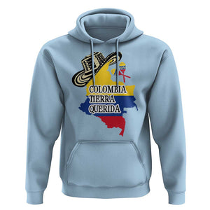 Funny Colombia Tierra Querida Hoodie Colombian Flag Sombrero Vueltiao Maracas TS11 Light Blue Print Your Wear