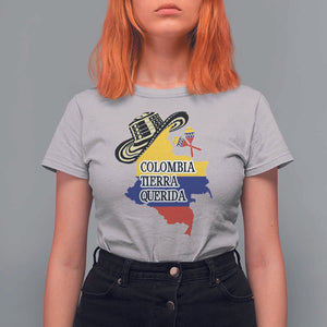 Funny Colombia Tierra Querida T Shirt For Women Colombian Flag Sombrero Vueltiao Maracas TS11 Ice Gray Print Your Wear