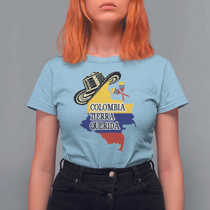 Funny Colombia Tierra Querida T Shirt For Women Colombian Flag Sombrero Vueltiao Maracas TS11 Light Blue Print Your Wear