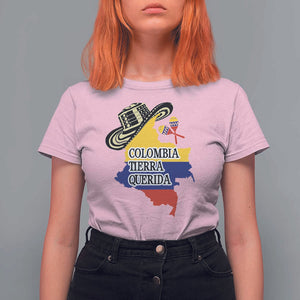 Funny Colombia Tierra Querida T Shirt For Women Colombian Flag Sombrero Vueltiao Maracas TS11 Light Pink Print Your Wear