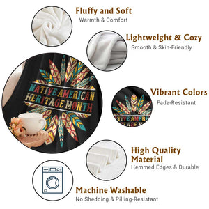 Native American Heritage Month Throw Blanket Indigenous Pride Feathers TS11 Print Your Wear
