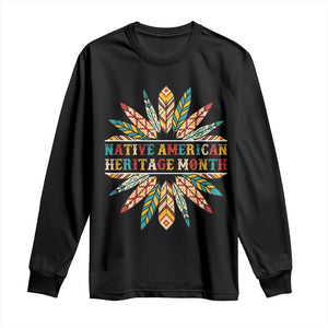 Native American Heritage Month Long Sleeve Shirt Indigenous Pride Feathers TS11 Black Print Your Wear