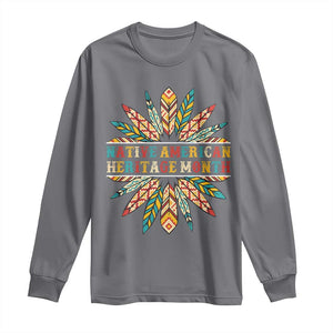 Native American Heritage Month Long Sleeve Shirt Indigenous Pride Feathers TS11 Charcoal Print Your Wear