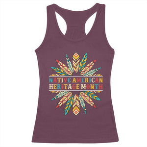 Native American Heritage Month Racerback Tank Top Indigenous Pride Feathers TS11 Maroon Print Your Wear