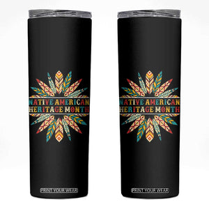 Native American Heritage Month Skinny Tumbler Indigenous Pride Feathers TS11 Black Print Your Wear