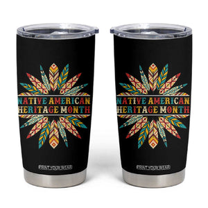 Native American Heritage Month Tumbler Cup Indigenous Pride Feathers TS11 Black Print Your Wear