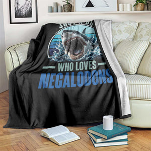 Just A Boy Who Loves Megalodons Throw Blanket Megalodon Shark Lover Retro Graphic