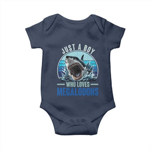 Just A Boy Who Loves Megalodons Baby Onesie Megalodon Shark Lover Retro Graphic