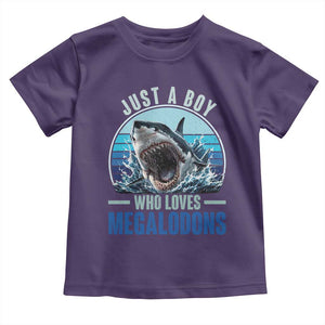 Just A Boy Who Loves Megalodons Toddler T Shirt Megalodon Shark Lover Retro Graphic