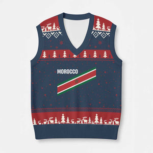 Morocco Moroccan Flag V-Neck Knit Sweater Vest Green Star Maroc Stripes TS11 Navy Red Print Your Wear