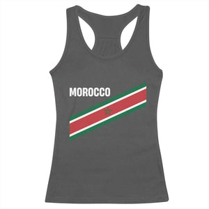 Morocco Moroccan Flag Racerback Tank Top Green Star Maroc Stripes TS11 Dark Heather Print Your Wear