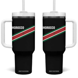 Morocco Moroccan Flag Tumbler With Handle Green Star Maroc Stripes TS11 One Size: 40 oz Black Print Your Wear