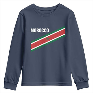 Morocco Moroccan Flag Youth Sweatshirt Green Star Maroc Stripes TS11 Navy Print Your Wear